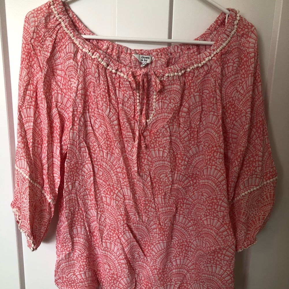Crown & Ivy Pink Shell Blouse